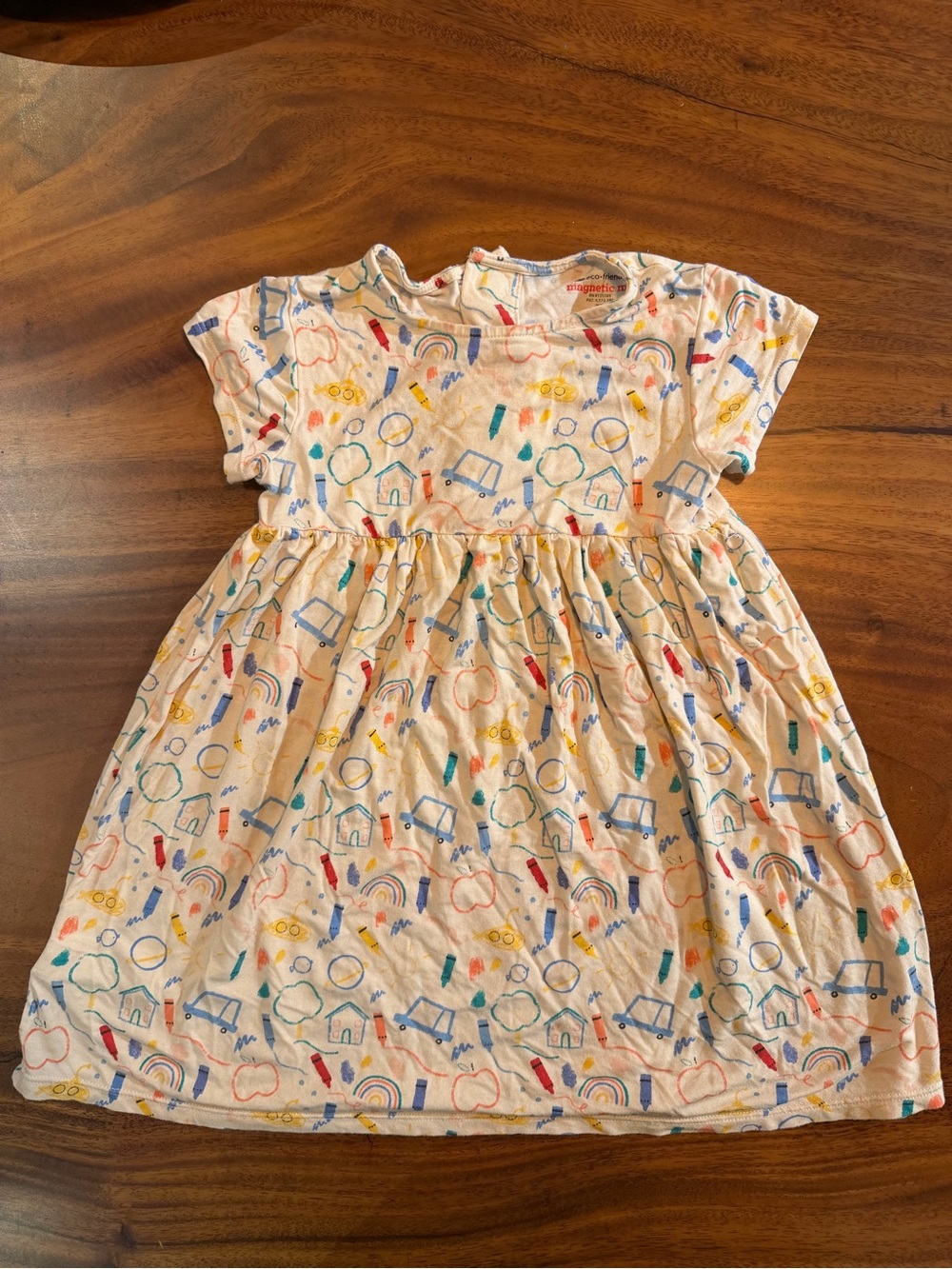 Toddler Cream Multi-Color Printed Short Sleeve Dress